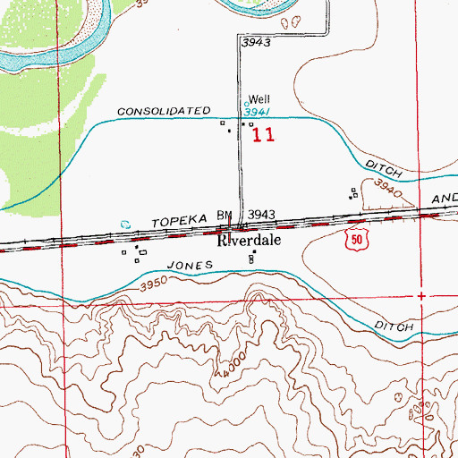 Topographic Map of Riverdale, CO