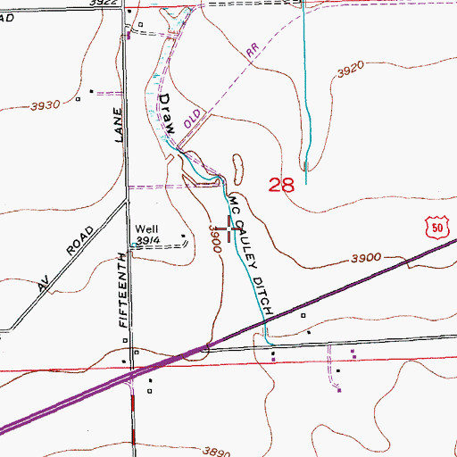 Topographic Map of McCauley Ditch, CO
