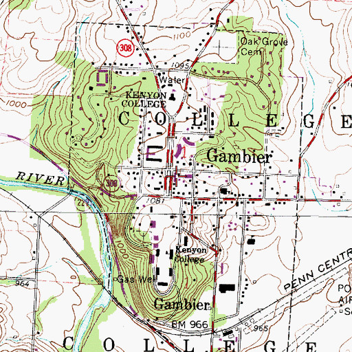 Topographic Map of Farr Hall, OH
