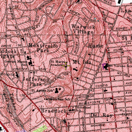 Topographic Map of Alexandria Country Day School, VA