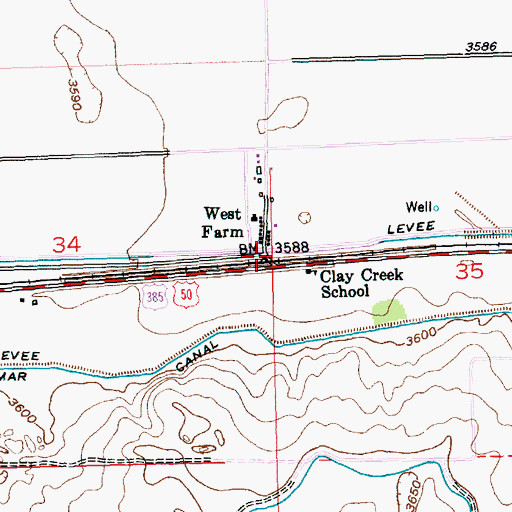 Topographic Map of West Farm, CO