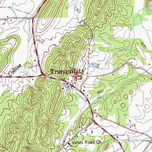 Topographic Map of Tranquility Methodist Church Cemetery, TN