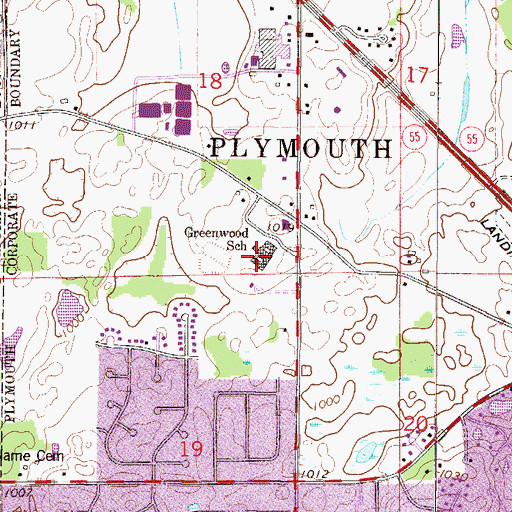Topographic Map of Greenwood Elementary School, MN