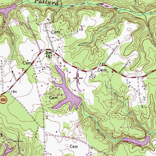 Topographic Map of Pebblebrook, VA