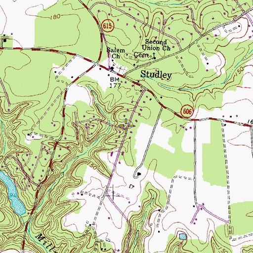 Topographic Map of Studley Farms, VA