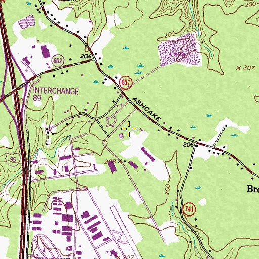 Topographic Map of Hanover Industrial Air Park East, VA