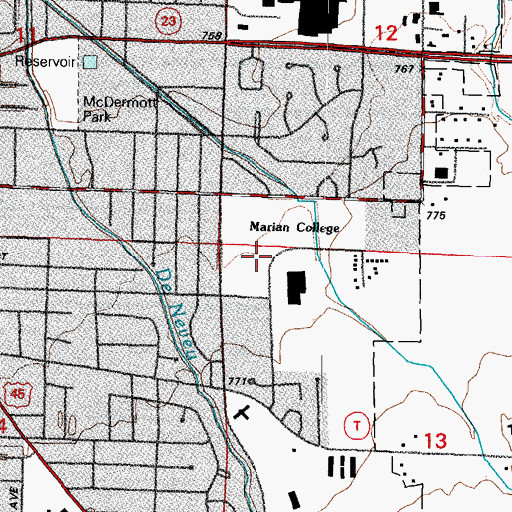 Topographic Map of Regina Hall, WI