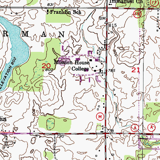 Topographic Map of Grosshuesch Hall, WI