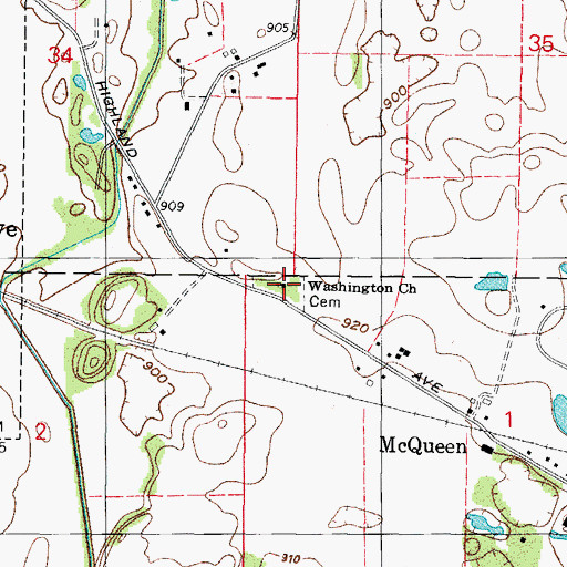 Topographic Map of Washington Memorial Cemetery, IL