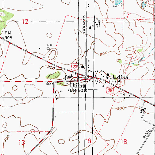 Topographic Map of Udina Cemetery, IL
