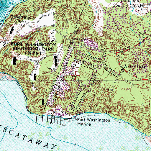 Topographic Map of Fort Washington Estates, MD