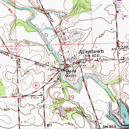 Topographic Map of Allentown Post Office (historical), OH