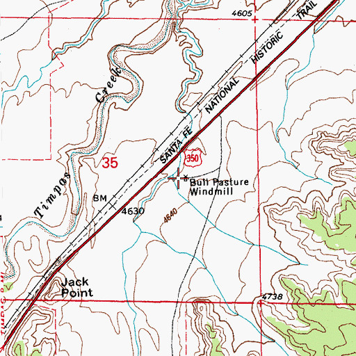 Topographic Map of Bull Pasture Windmill, CO