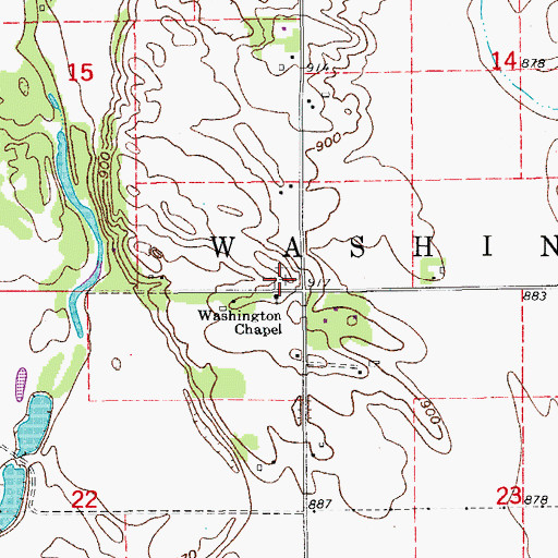 Topographic Map of Washington Chapel Cemetery, IA