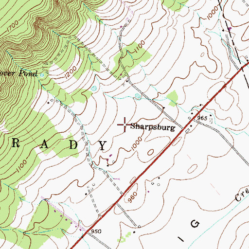 Topographic Map of Detweiler Cemetery, PA