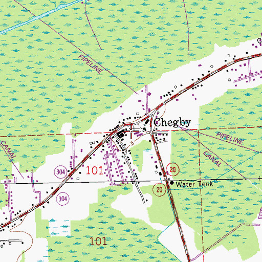 Topographic Map of Chegby, LA