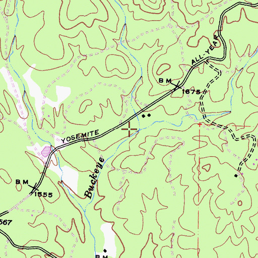 Topographic Map of East Fork Buckeye Creek, CA