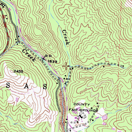 Topographic Map of McBrights Gulch, CA