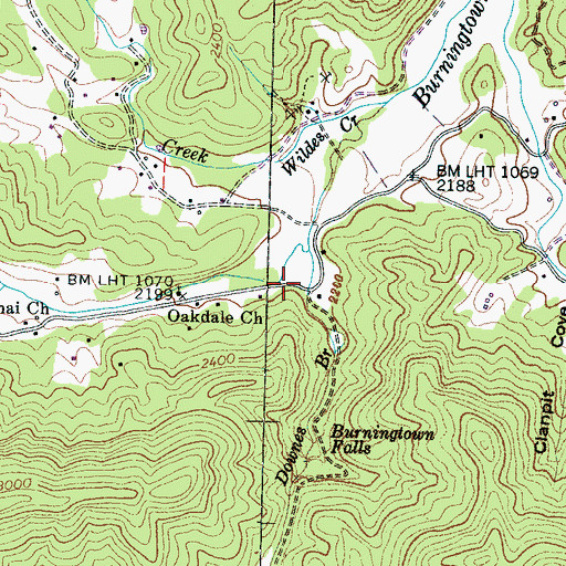 Topographic Map of Oakdale School (historical), NC