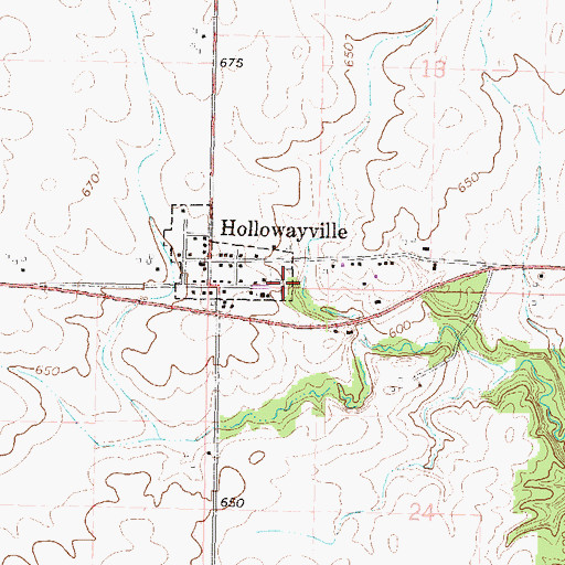 Topographic Map of Hollowayville Cemetery, IL