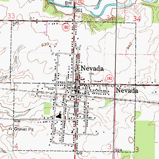 Topographic Map of Nevada Post Office, OH