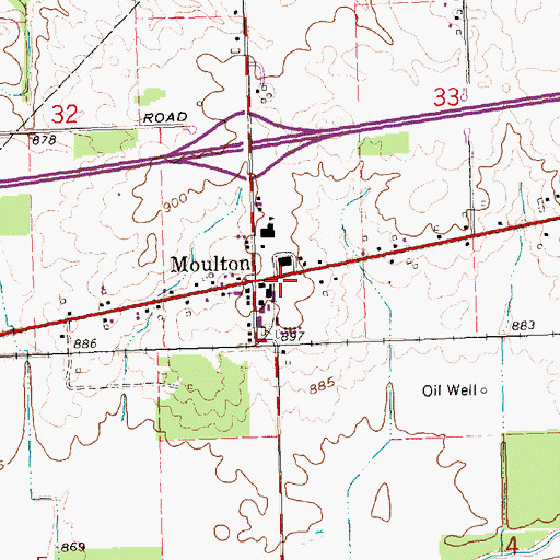 Topographic Map of Moulton Post Office (historical), OH