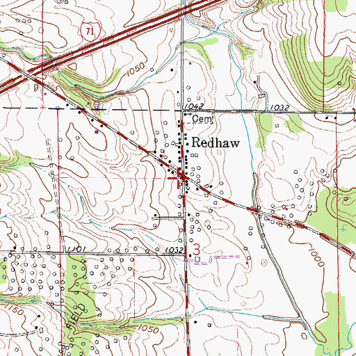 Topographic Map of Redhaw Post Office (historical), OH
