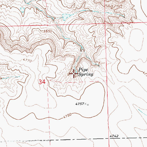 Topographic Map of Pipe Spring, CO