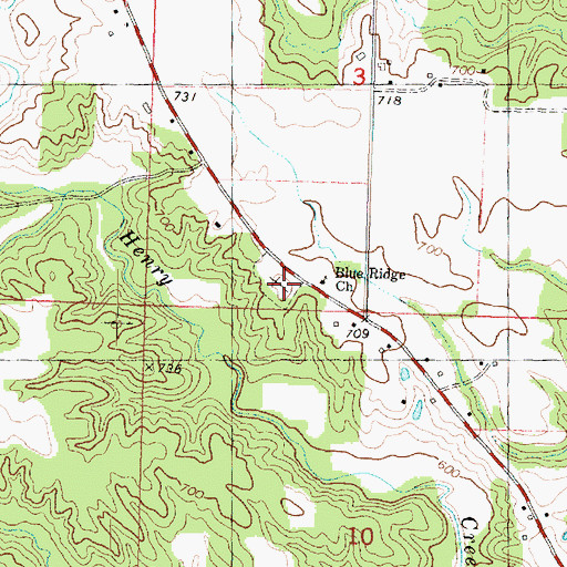 Topographic Map of Blue Ridge Cemetery, IL