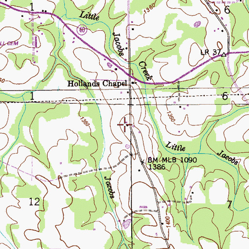 Topographic Map of Slingle Mill (historical), AL