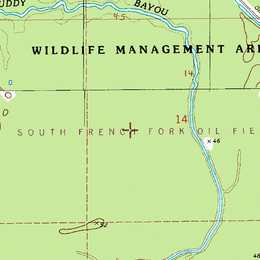 Topographic Map of South Frence Fork Oil Field, LA