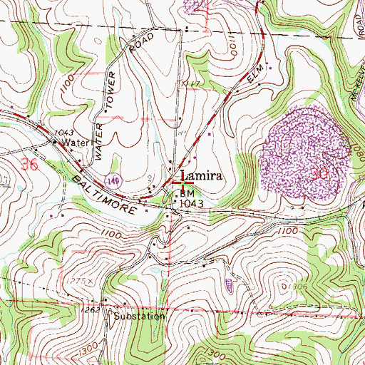 Topographic Map of Lamira Post Office (historical), OH