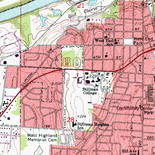 Topographic Map of Frank H M Williams Hall, AL