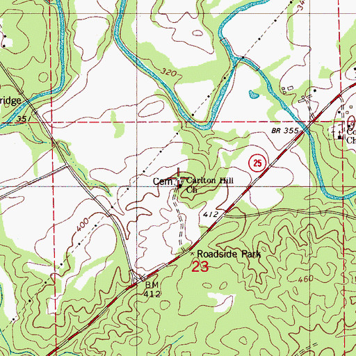 Topographic Map of Carlton Hill Cemetery, AL