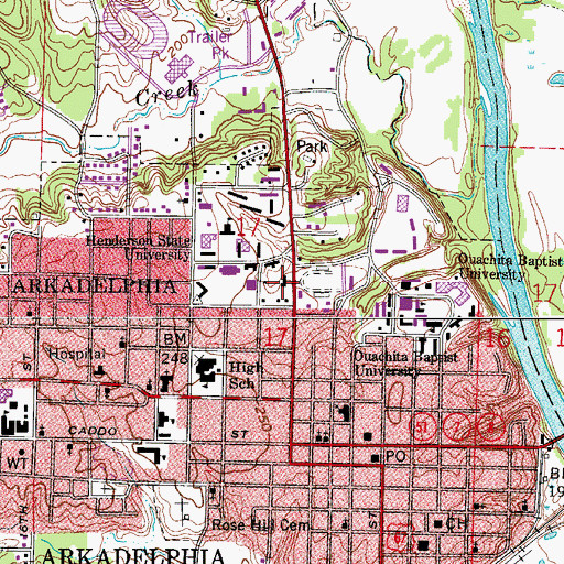 Topographic Map of Haygood Gymnasium, AR