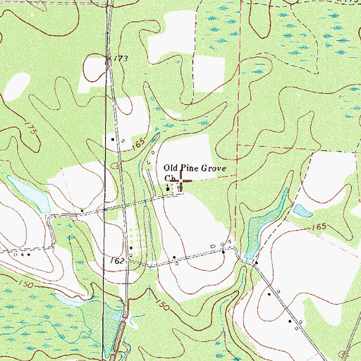 Topographic Map of Pine Grove Cemetery, GA
