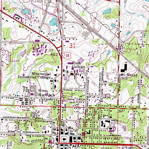 Topographic Map of Foster Hall, MS