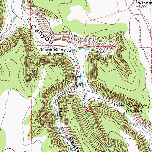 Topographic Map of Little Beaty Canyon, CO