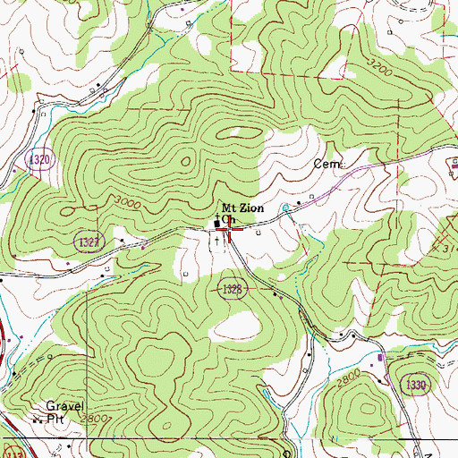 Topographic Map of Mount Zion, NC