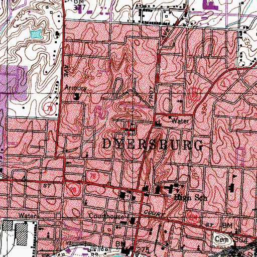Topographic Map of Jennie Walker Primary School, TN