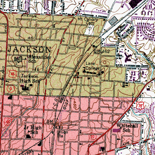 Topographic Map of North Jackson School (historical), TN