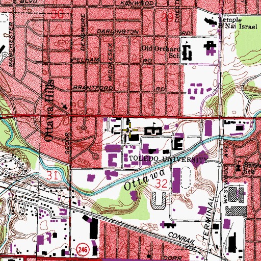 Topographic Map of Libbey Hall, OH
