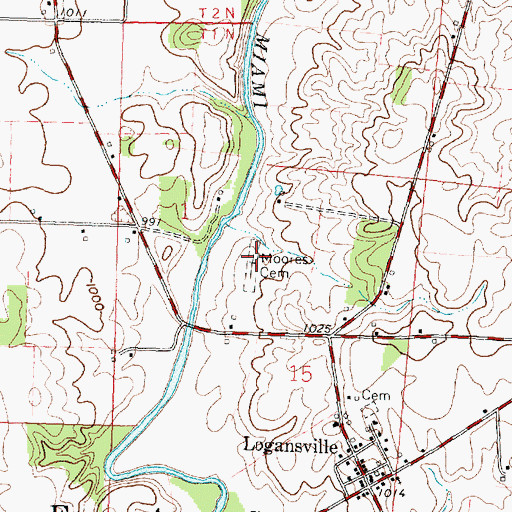 Topographic Map of Moores Cemetery, OH
