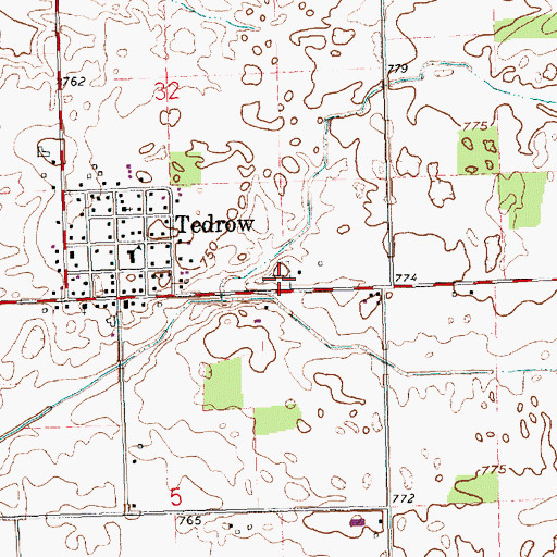 Topographic Map of Tedrow Cemetery, OH