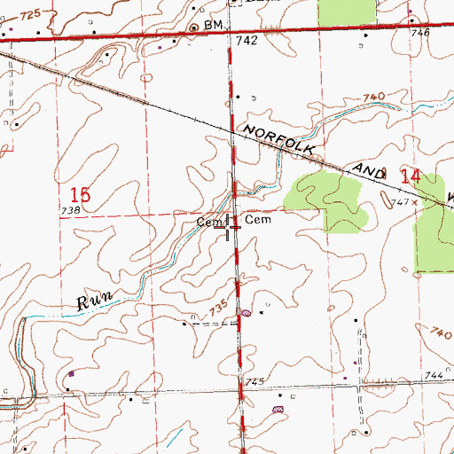 Topographic Map of Wyse Cemetery, OH
