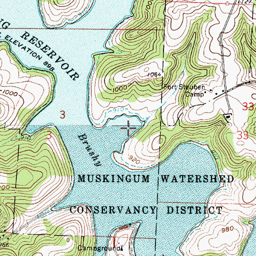 Topographic Map of Muskie Bay, OH