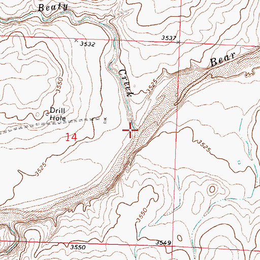 Topographic Map of Beaty Creek, KS