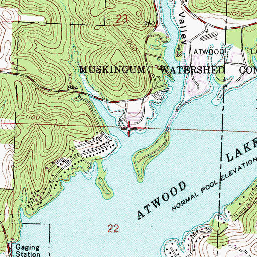 Topographic Map of Atwood Marina West, OH