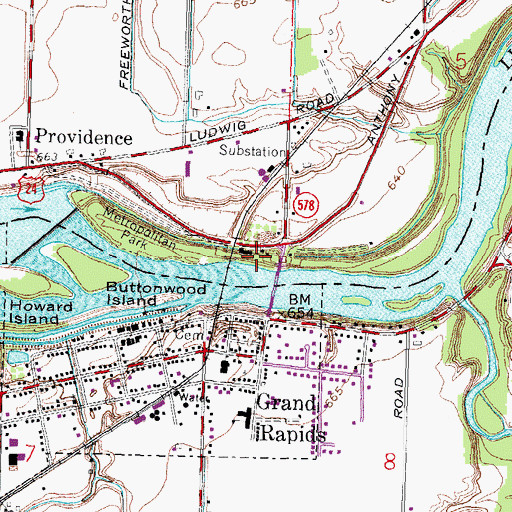 Topographic Map of Lock Number 44, OH