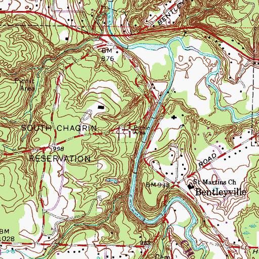Topographic Map of Squaw Rock Picnic Area, OH